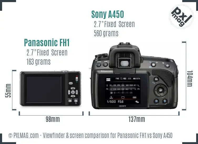 Panasonic FH1 vs Sony A450 Screen and Viewfinder comparison