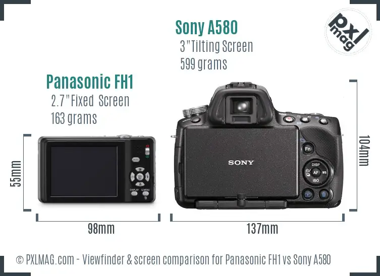 Panasonic FH1 vs Sony A580 Screen and Viewfinder comparison