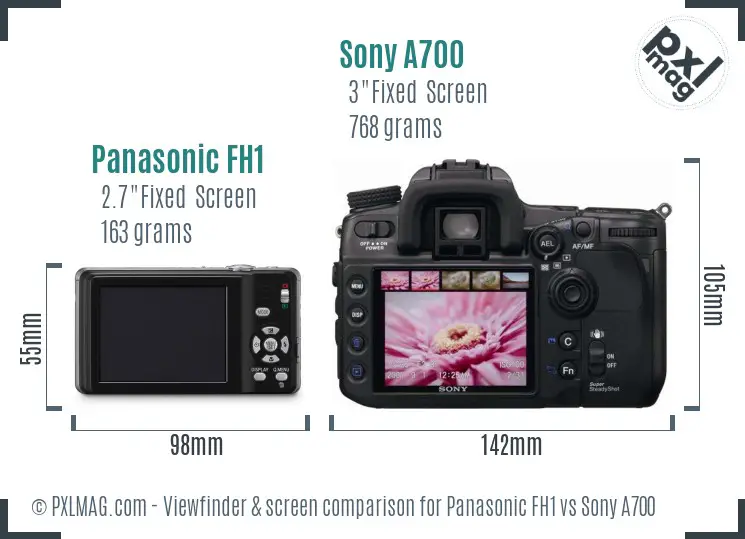 Panasonic FH1 vs Sony A700 Screen and Viewfinder comparison