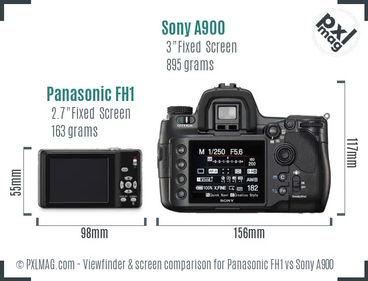 Panasonic FH1 vs Sony A900 Screen and Viewfinder comparison