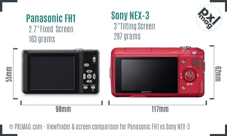 Panasonic FH1 vs Sony NEX-3 Screen and Viewfinder comparison