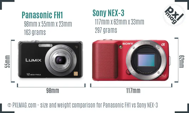 Panasonic FH1 vs Sony NEX-3 size comparison