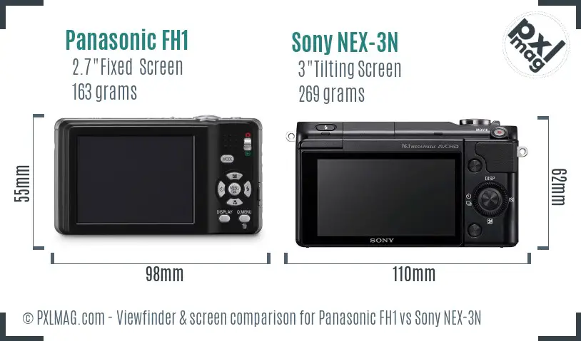 Panasonic FH1 vs Sony NEX-3N Screen and Viewfinder comparison