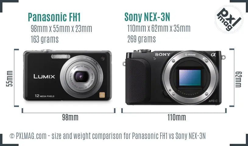 Panasonic FH1 vs Sony NEX-3N size comparison