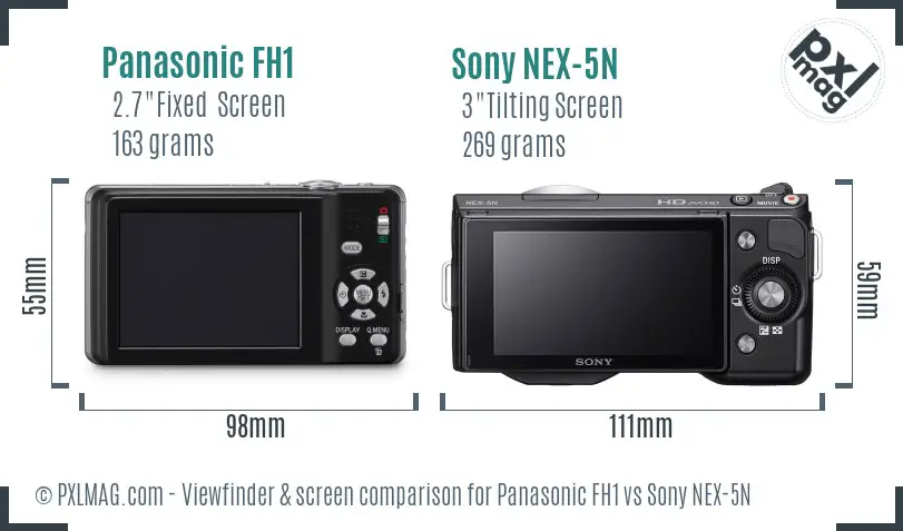 Panasonic FH1 vs Sony NEX-5N Screen and Viewfinder comparison