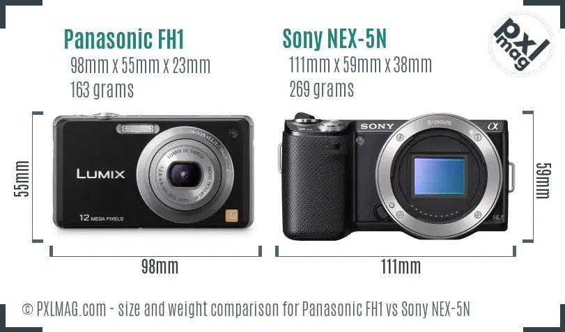 Panasonic FH1 vs Sony NEX-5N size comparison