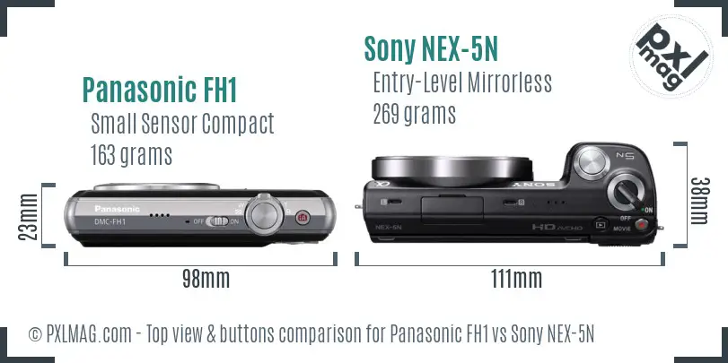 Panasonic FH1 vs Sony NEX-5N top view buttons comparison