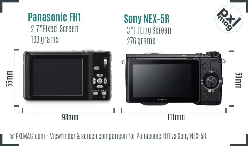 Panasonic FH1 vs Sony NEX-5R Screen and Viewfinder comparison