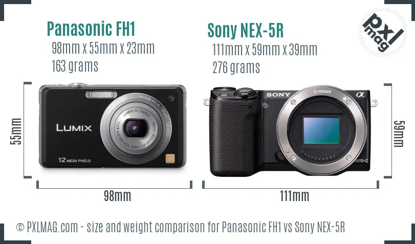 Panasonic FH1 vs Sony NEX-5R size comparison
