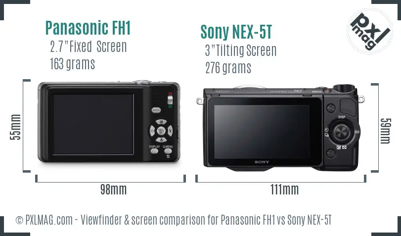 Panasonic FH1 vs Sony NEX-5T Screen and Viewfinder comparison