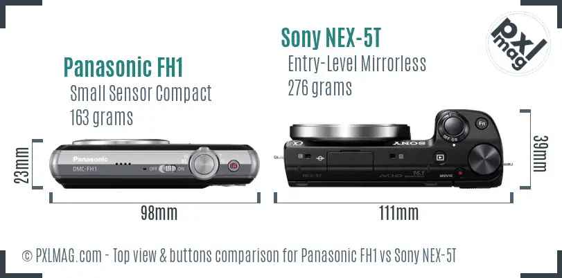 Panasonic FH1 vs Sony NEX-5T top view buttons comparison