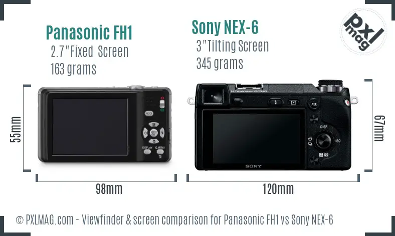 Panasonic FH1 vs Sony NEX-6 Screen and Viewfinder comparison