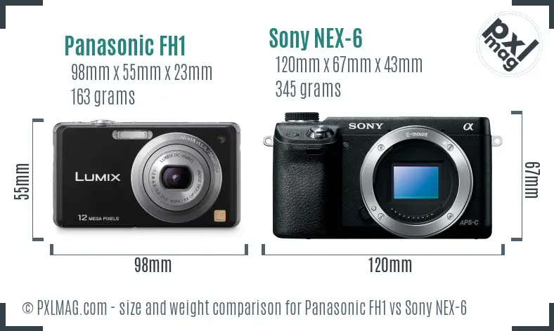 Panasonic FH1 vs Sony NEX-6 size comparison