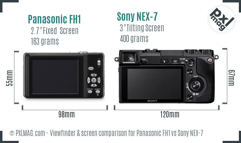 Panasonic FH1 vs Sony NEX-7 Screen and Viewfinder comparison