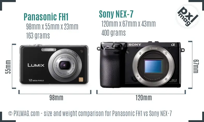 Panasonic FH1 vs Sony NEX-7 size comparison