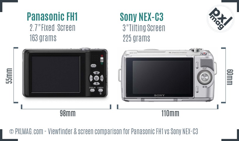 Panasonic FH1 vs Sony NEX-C3 Screen and Viewfinder comparison