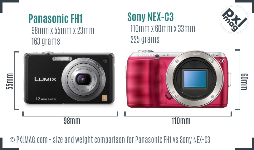 Panasonic FH1 vs Sony NEX-C3 size comparison