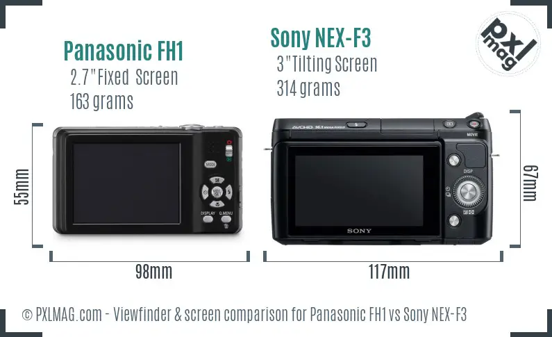 Panasonic FH1 vs Sony NEX-F3 Screen and Viewfinder comparison