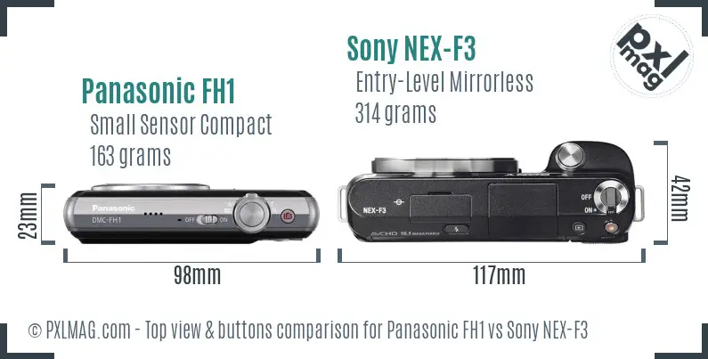 Panasonic FH1 vs Sony NEX-F3 top view buttons comparison