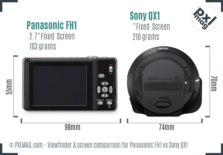 Panasonic FH1 vs Sony QX1 Screen and Viewfinder comparison