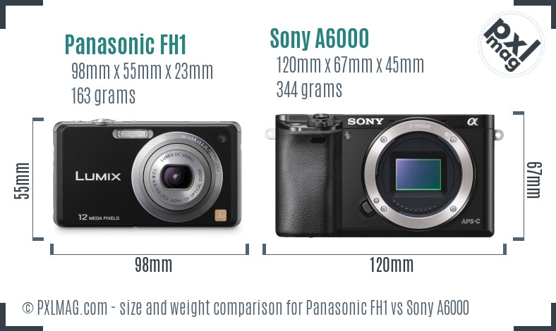 Panasonic FH1 vs Sony A6000 size comparison Panasonic FH1 vs Sony A6000 size comparison