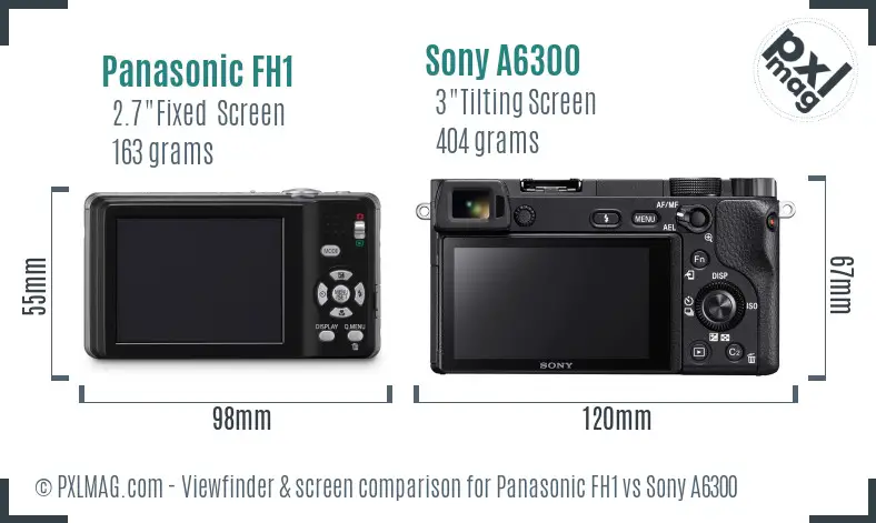 Panasonic FH1 vs Sony A6300 Screen and Viewfinder comparison