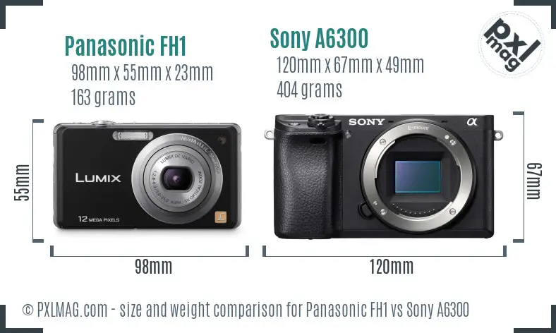 Panasonic FH1 vs Sony A6300 size comparison