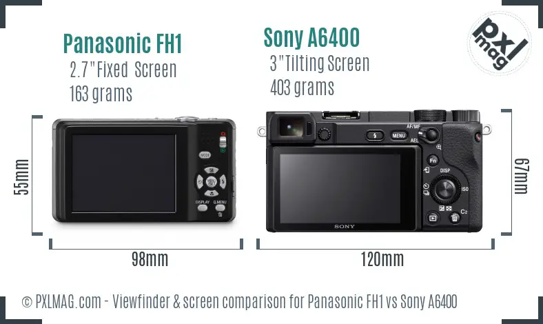 Panasonic FH1 vs Sony A6400 Screen and Viewfinder comparison