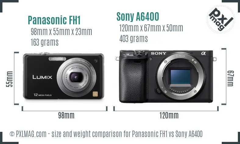 Panasonic FH1 vs Sony A6400 size comparison