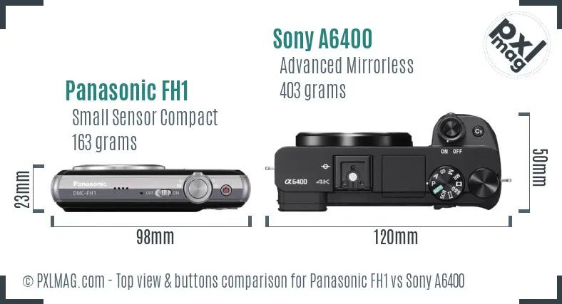 Panasonic FH1 vs Sony A6400 top view buttons comparison