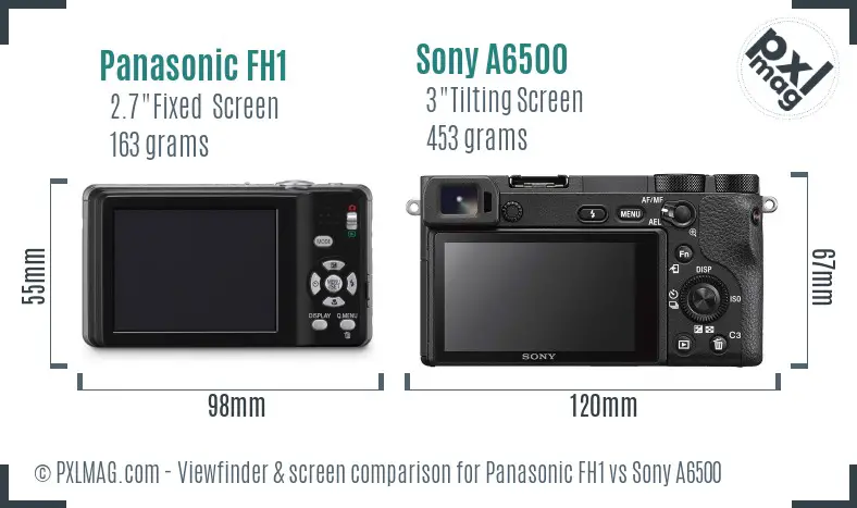 Panasonic FH1 vs Sony A6500 Screen and Viewfinder comparison