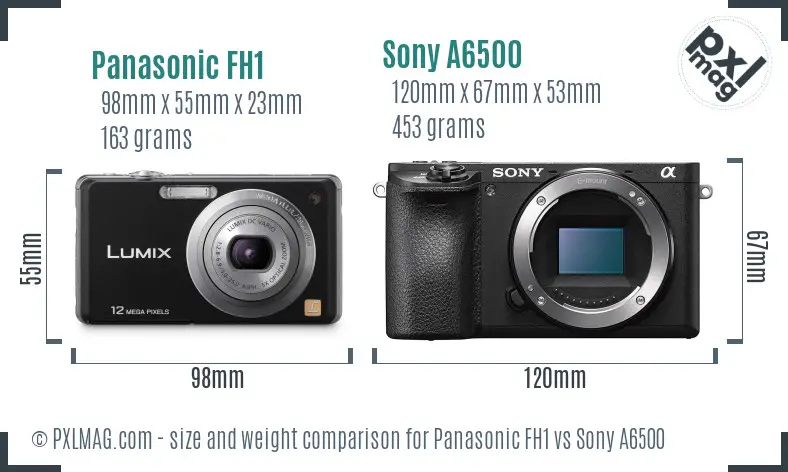 Panasonic FH1 vs Sony A6500 size comparison