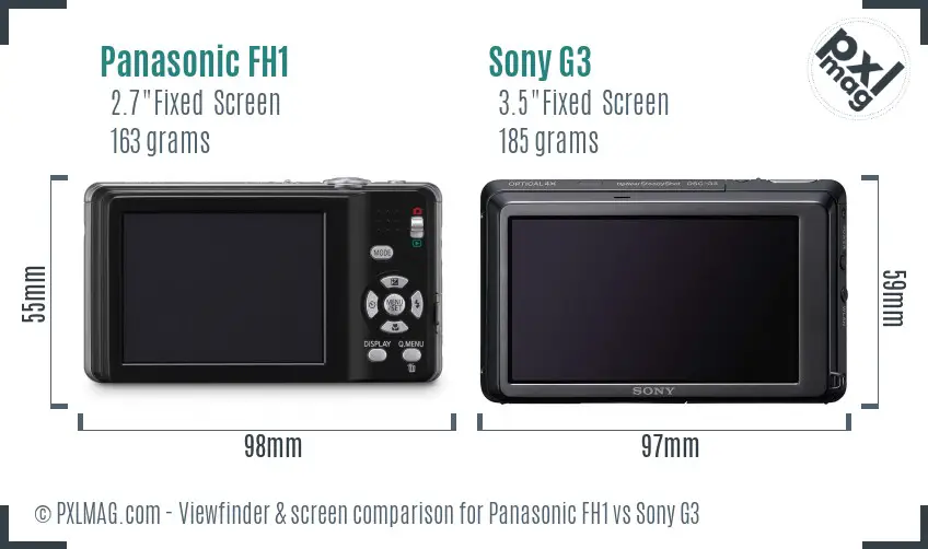 Panasonic FH1 vs Sony G3 Screen and Viewfinder comparison