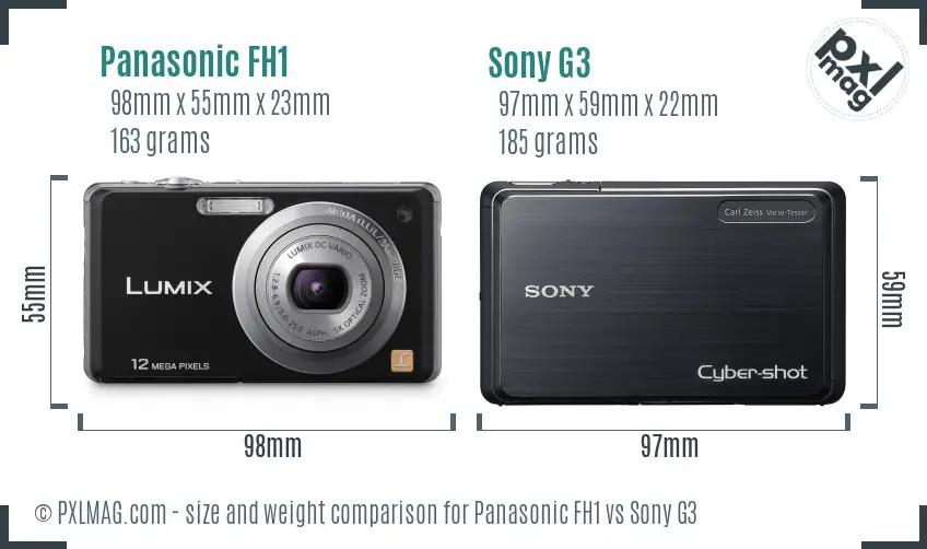 Panasonic FH1 vs Sony G3 size comparison