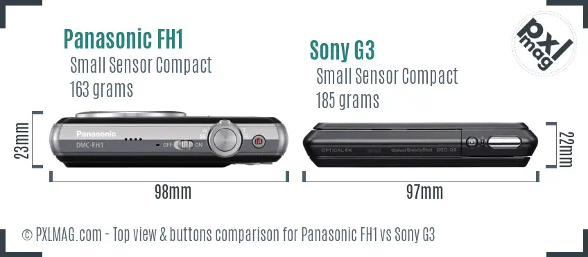 Panasonic FH1 vs Sony G3 top view buttons comparison
