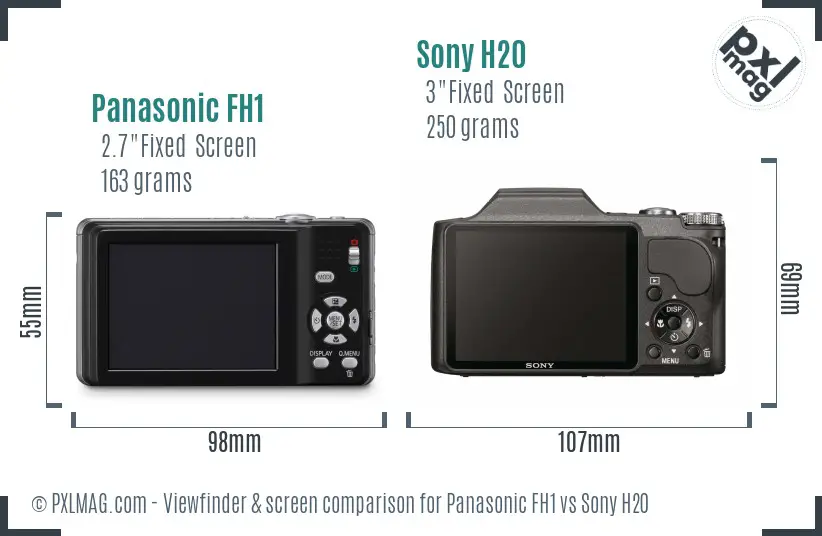 Panasonic FH1 vs Sony H20 Screen and Viewfinder comparison