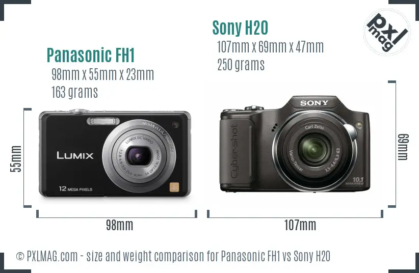 Panasonic FH1 vs Sony H20 size comparison