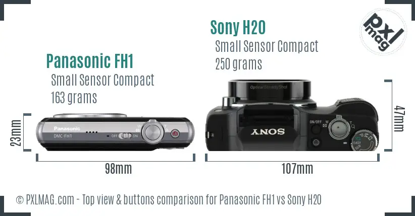 Panasonic FH1 vs Sony H20 top view buttons comparison