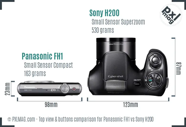 Panasonic FH1 vs Sony H200 top view buttons comparison