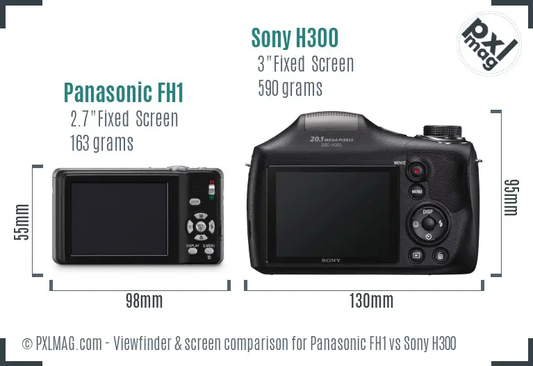 Panasonic FH1 vs Sony H300 Screen and Viewfinder comparison