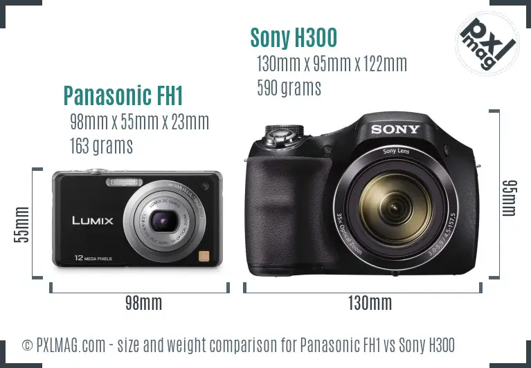 Panasonic FH1 vs Sony H300 size comparison