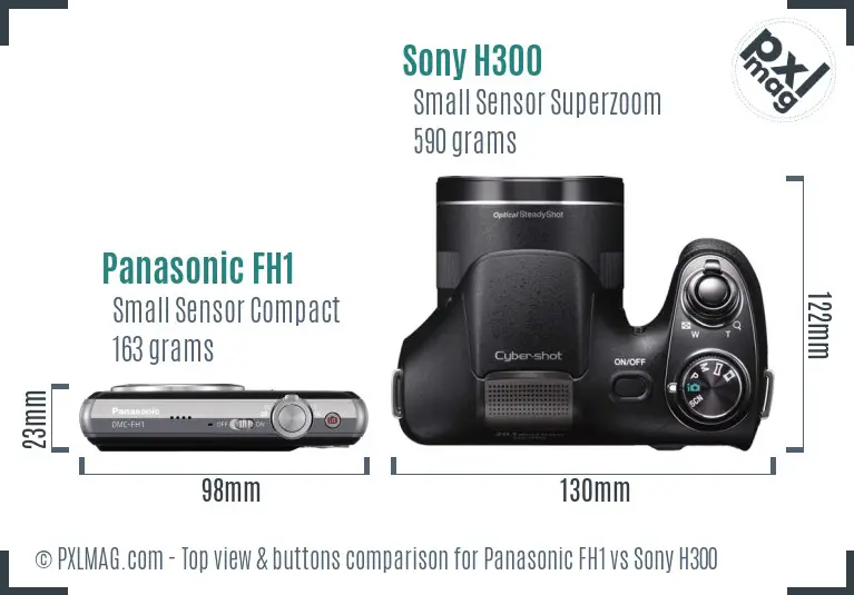 Panasonic FH1 vs Sony H300 top view buttons comparison