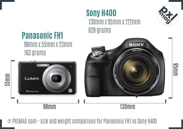 Panasonic FH1 vs Sony H400 size comparison