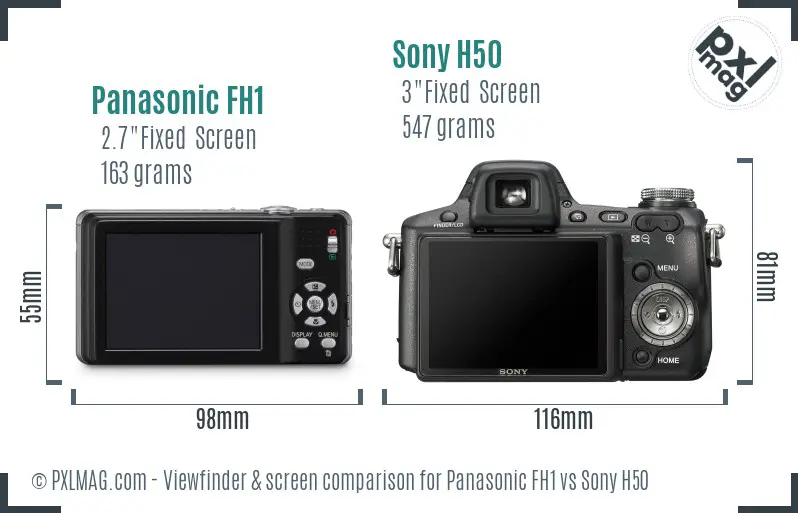 Panasonic FH1 vs Sony H50 Screen and Viewfinder comparison