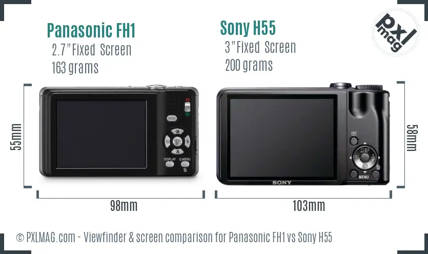 Panasonic FH1 vs Sony H55 Screen and Viewfinder comparison
