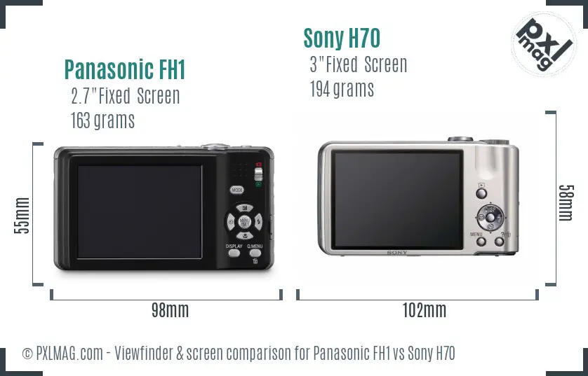 Panasonic FH1 vs Sony H70 Screen and Viewfinder comparison