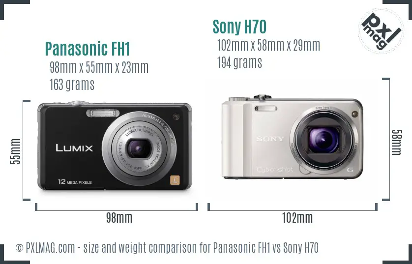 Panasonic FH1 vs Sony H70 size comparison