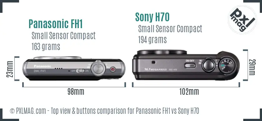Panasonic FH1 vs Sony H70 top view buttons comparison