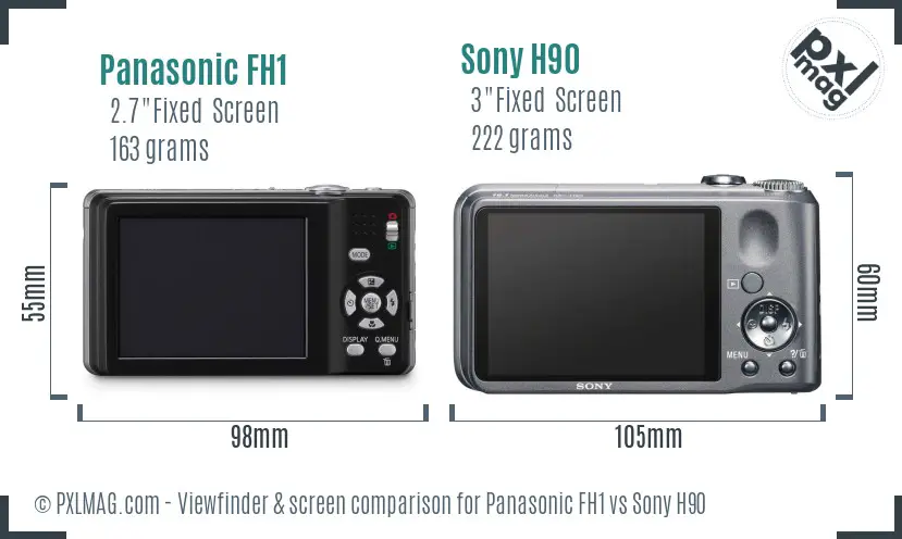 Panasonic FH1 vs Sony H90 Screen and Viewfinder comparison