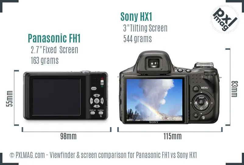 Panasonic FH1 vs Sony HX1 Screen and Viewfinder comparison